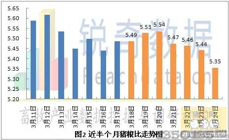 2013年3月25猪粮比价格走势图