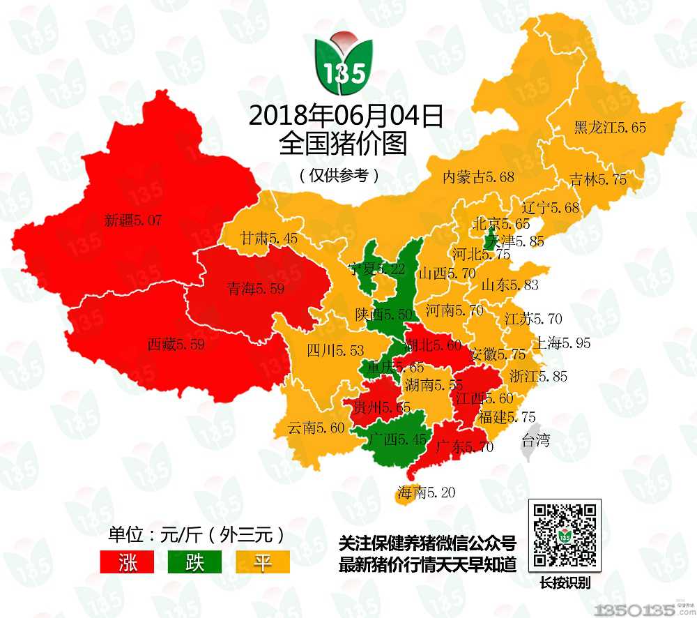 2018年6月4日今日最新生猪价格行情地图及猪价简评图片